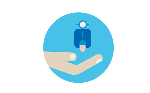 icono de una mano y una scooter